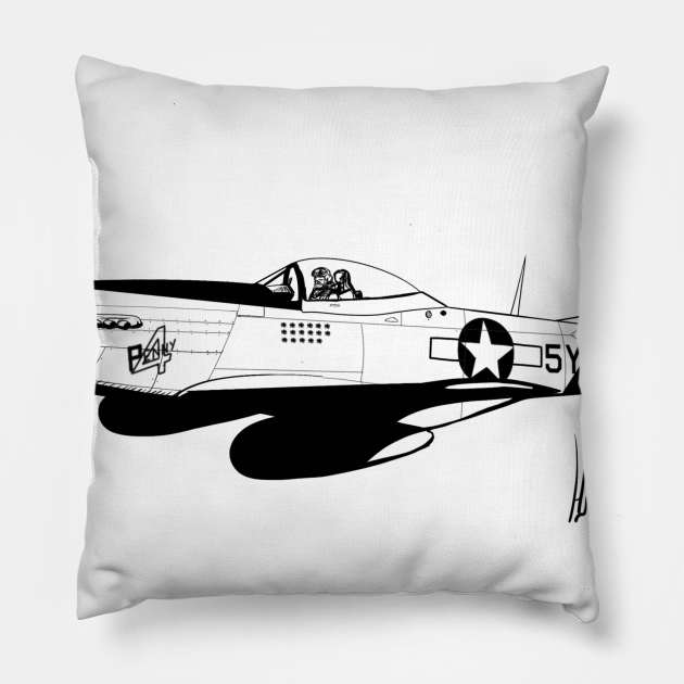 P-51 Mustang Pillow by hansclaw