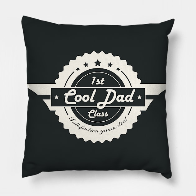 First Class Cool Dad! Funny Retro Fathers Day Pillow by Just Kidding Co.