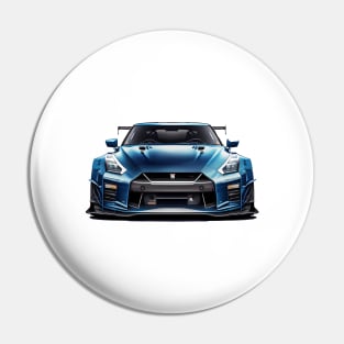 Nissan gtr r35 Front View Car Illustration T-Shirt Pin