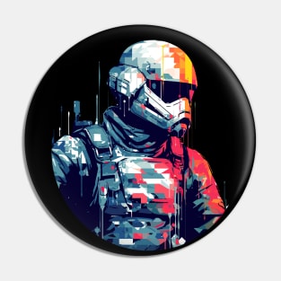 Man With Helmet Video Game Character Futuristic Warrior Portrait  Abstract Pin