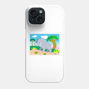 cheerful cartoon elephant in the jungle Phone Case