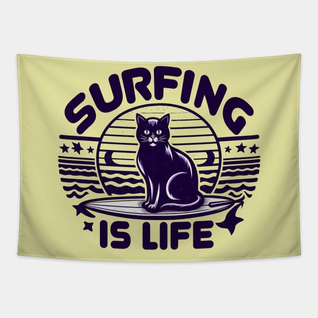 Surfing is Life Tapestry by Mad&Happy