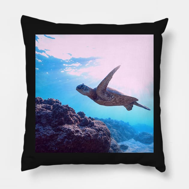Majestic Green Sea Turtle Swimming Pillow by Felicity-K