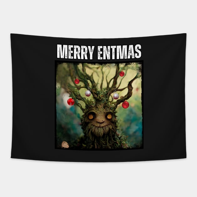 Merry Entmas - Christmas - Happy Ent - Fantasy Funny Tapestry by Fenay-Designs