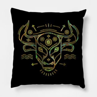 Taurus Zodiac Gold Abalone Pillow