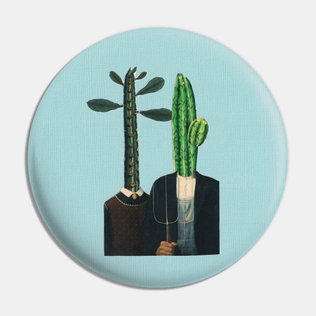 American Gothic Cactus Head Pin by martynzero