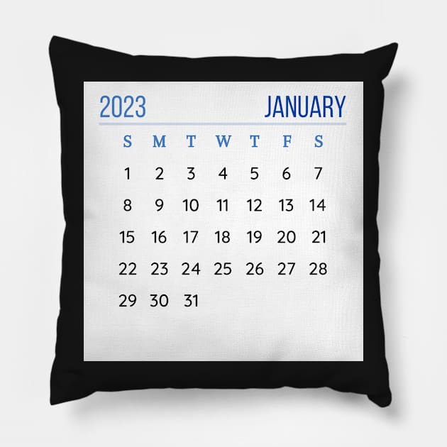 January 2023 Calendar Pillow by Binsagar