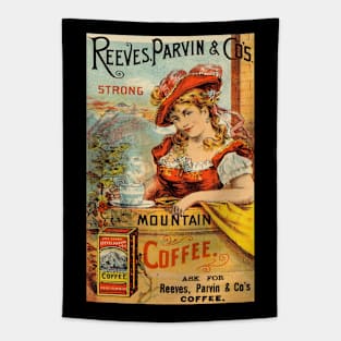 60s vintage mountain coffee Tapestry