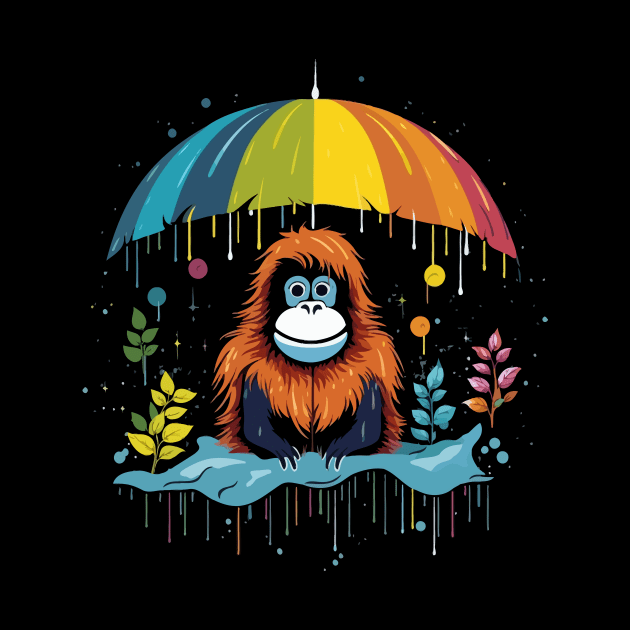 Orangutan Rainy Day With Umbrella by JH Mart