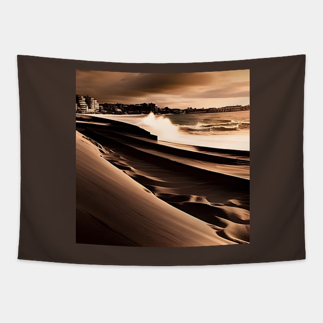 Bondi Beach Sydney Waves Photo Tapestry by druidwolfart