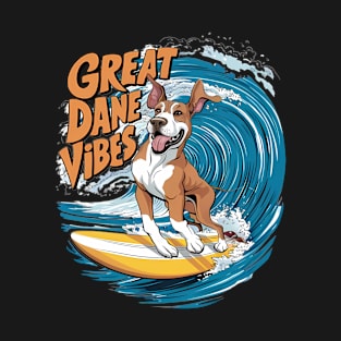 The Wave Rider Great Dane Dog Surfing T-Shirt