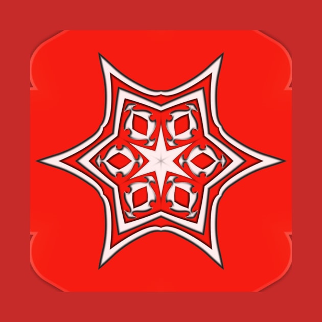 Bright Red Kaleidoscope Pattern (Seamless) 4 by Swabcraft