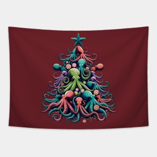 Christmas Octopus Tree Tapestry