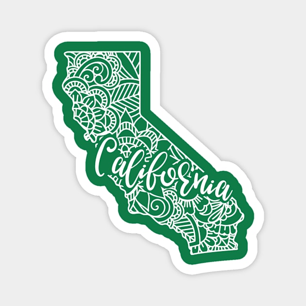 California USA Mandala Art Gift Magnet by JKFDesigns