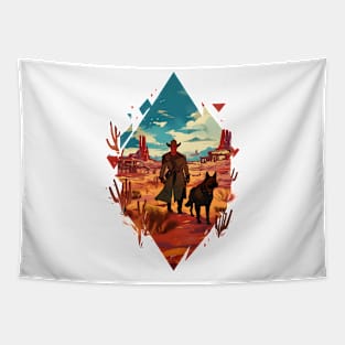 A Wanderer and His Companion - Diamond Frame - Post Apocalyptic Tapestry