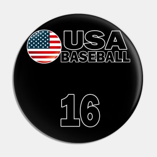 USA Baseball Number 16 T-shirt Design Pin