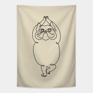 One Line French Bulldog Tree Pose Tapestry