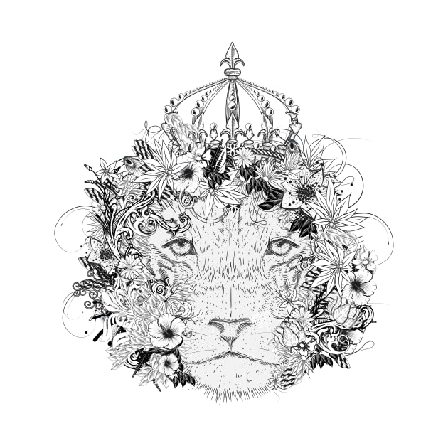 majestic decorated lion with flowers & crown by Kisho