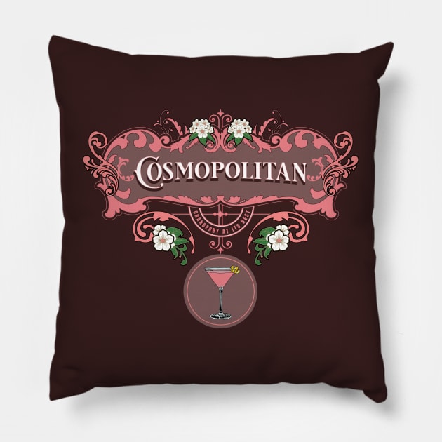 Retro Cosmopolitan Cocktail Pillow by H. R. Sinclair