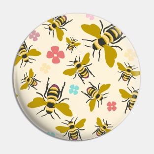 Vintage Honey Bees and Flowers repeat pattern Pin