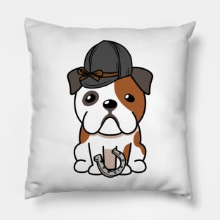 Funny bulldog is ready to ride a horse Pillow