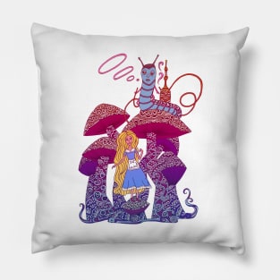 Alice and The Hookah Smoking Caterpillar Pillow