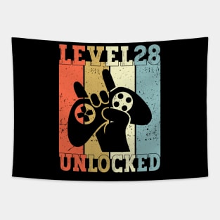 Level 28 Unlocked Video Gamer 28 Years Old 28th Birthday Level Unlocked Tapestry