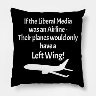 Left Wing Media Airline - on black Pillow