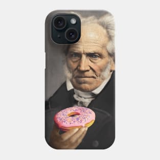 Arthur Schopenhauer with a pink sprinkle doughnut. Phone Case