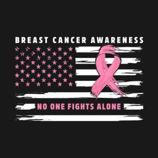 American flag white and pink breast cancer awareness T-Shirt