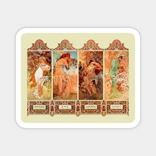 Alphonse Mucha Four Seasons Art Nouveau Magnet