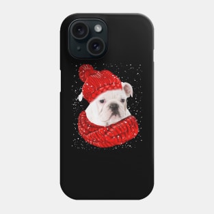 White Chihuahua Wearing Red Hat And Scarf Christmas Phone Case