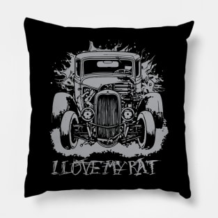 I love My Rat Ratrod Car Design Pillow