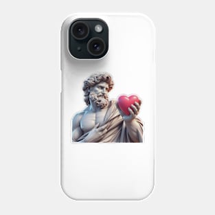 greek aesthetic statue with heart for valentines Phone Case