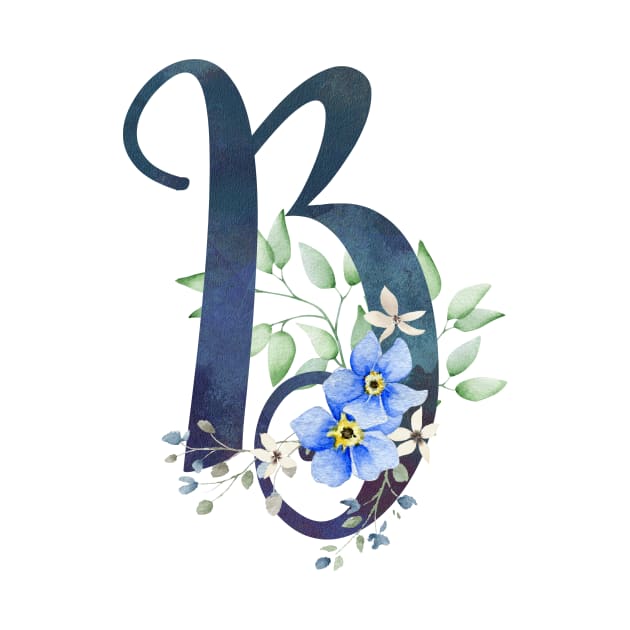 Floral Monogram B Wild Blue Flowers by floralmonogram