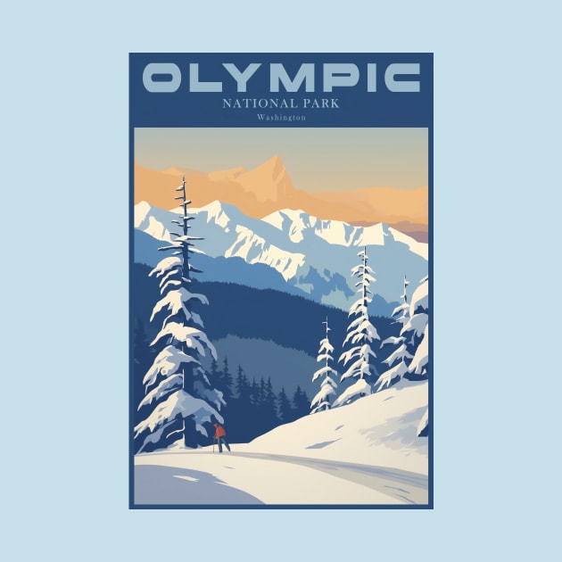 Olympic National Park Vintage Travel Poster by GreenMary Design