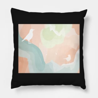 Modern Abstract Birds in Clouds Pillow