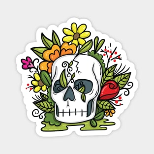 Skull with flower Magnet