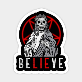 Believe in Satan T-Shirt Satanic Skull Magnet