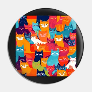 Cute Cat Colourful Pattern Pin