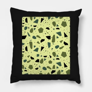 Seamless Olive green and Black Terrazzo Pattern Pillow