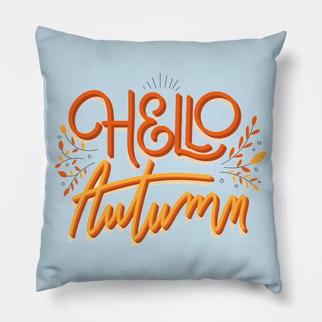 Hello Autumn Design Pillow by Mako Design 