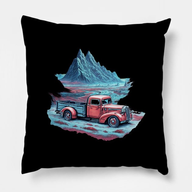 Truck Trucking Road Vintage Agriculture Car Farm Farmer Pillow by Flowering Away