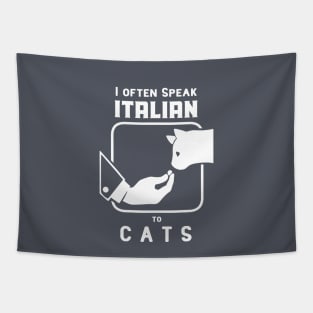 Funny Italian hand gesture and a cat Tapestry