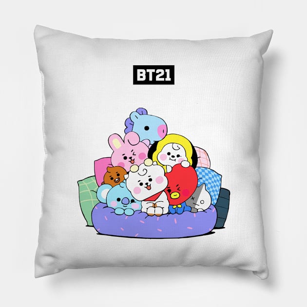 bt21 bts exclusive design 5 Pillow by Typography Dose