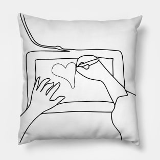 Hands working on Graphic Tablet - Hand drawing a Heart on a Graphic Tablet Pillow