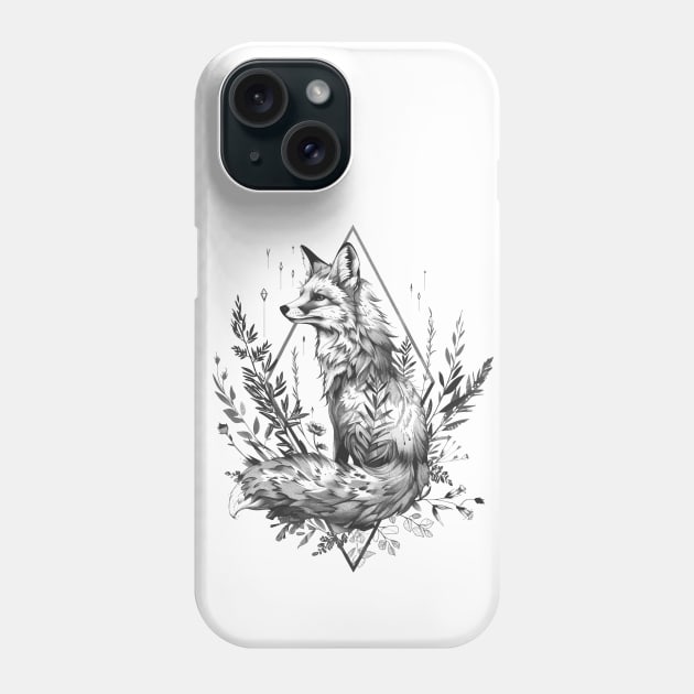 Fox vintage diamond shape plants Phone Case by StepInSky