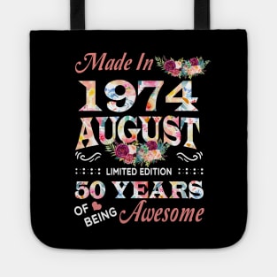 August Flower Made In 1974 50 Years Of Being Awesome Tote