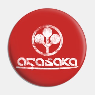 Arasaka logo distressed white with sword Pin