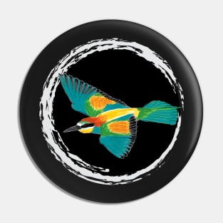 Nice Artwork showing an European Bee-Eater in Flight II Pin